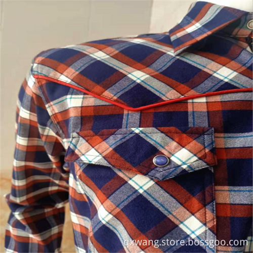 Cotton Twill Yarn-dyed Brushed Western Cowboy Checked Shirts